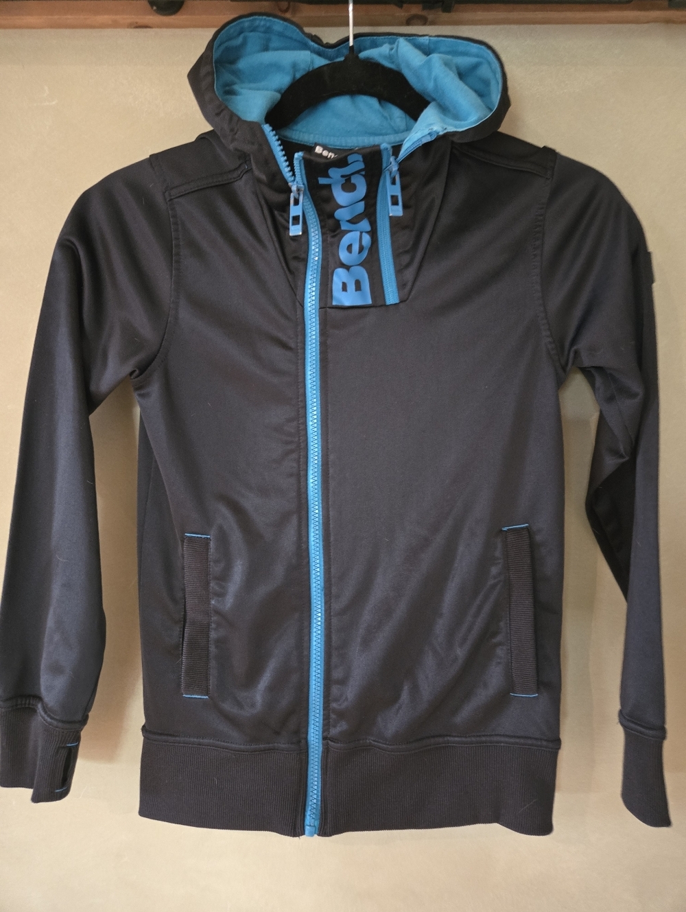 Bench | Black Hoodie with Bright Blue Trim for Kids, Size 9-10 - Picture 2 of 7